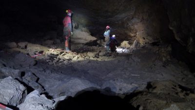 In the main passage of Ogof Tarddiad Rhymney