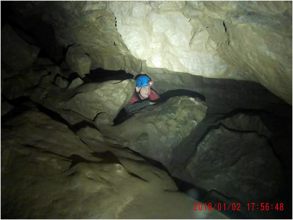 Richard emerging from 1st Boulder Choke